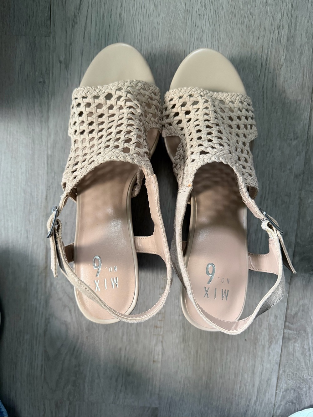 Mix No. 6 Neutral Beige Woven Slingback Sandals